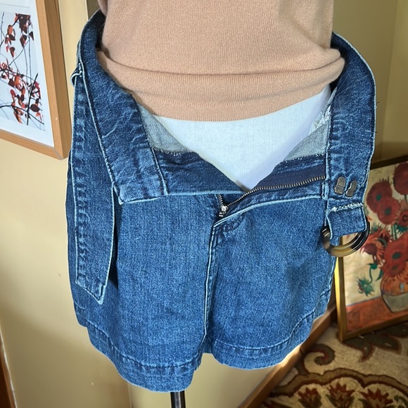 FREE PEOPLE Size 25 "Mid Indigo Wash" Belted Denim Skirt Mini Classic $78 NEW - Picture 9 of 13